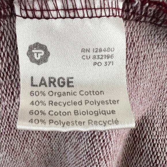 PACT Organic Burgundy Sweatshirt Cotton Crew Neck Raglan Sleeve Pullover Large L - Picture 6 of 7